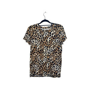 PINK Victoria’s Secret 100% Cotton Brown Cheetah Short Sleeve Tee Medium Women’s